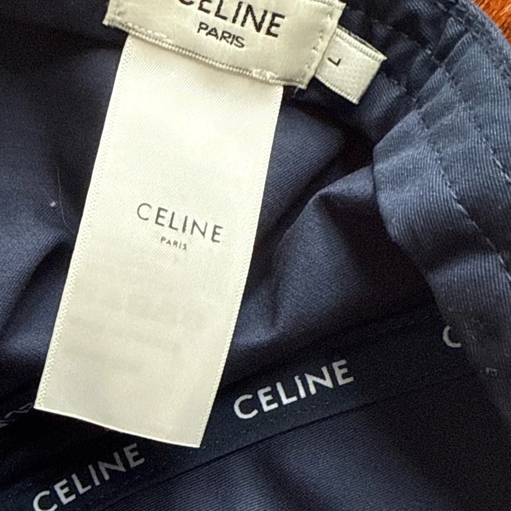 Celine Varsity Navy and Beige Embroidered Logo Baseball Cap - Picture 10 of 10
